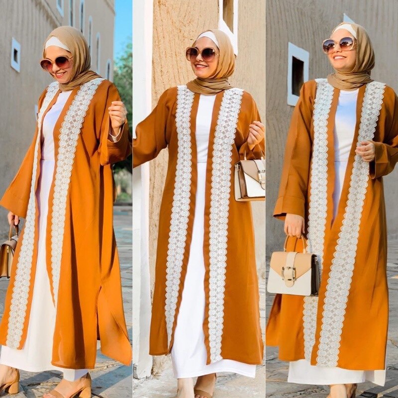 Ramadan Eid Open Abaya Kimono Dubai Kaftan Muslim Cardigan Abayas