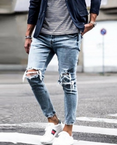 Knee ripped store jeans mens