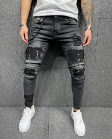 Fashion Mens Skinny Stretch Ripped Male 