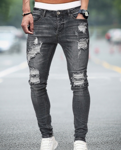 mens black shredded jeans