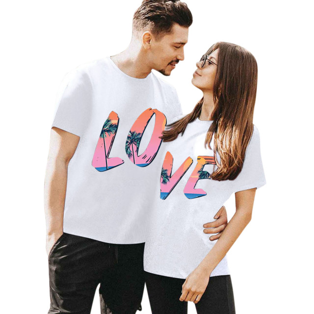 40 Couple Clothes Heart Letter Summer T Shirt O Neck Short Sleeve Casual  Tee Tops For