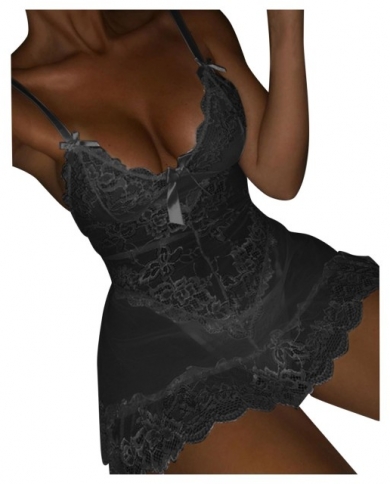 Women Lady Sexy See-Through Lingerie Lace Babydoll Sleepwear