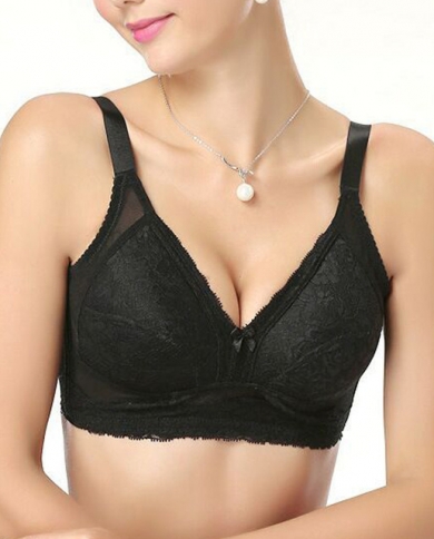 Womens Lingerie Bra Wireless Plus Size Brassiere Elegant Embroidered Bh  Underwear Tops Size A B C D Dd E F Cupbras Color Black Cup Size C