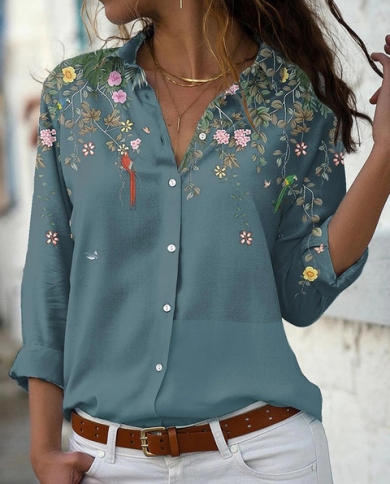Long Sleeve Vintage Floral Blouse 