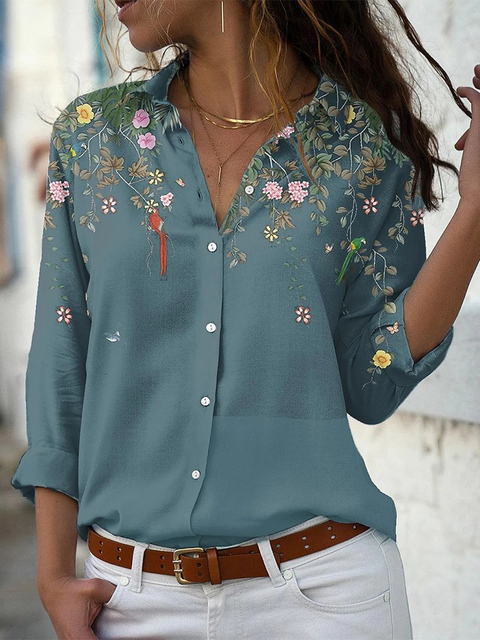 Long Sleeve Vintage Floral Blouse 