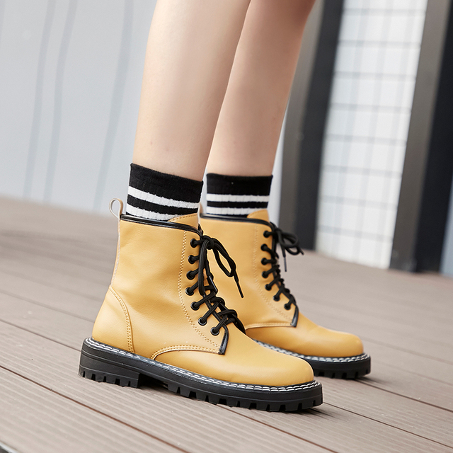 Yellow combat hot sale boots womens