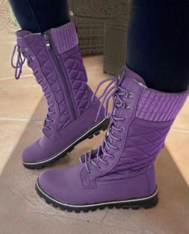Women Mid Calf Boots Female Lace Up 