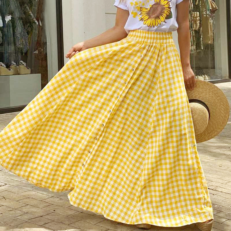 Plaid maxi outlet skirt boho