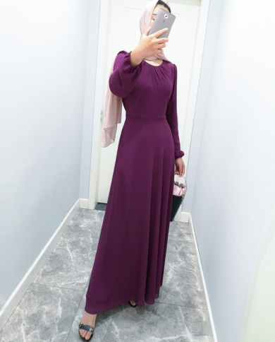 Women Dress Chiffon Muslim Hijab Dress 