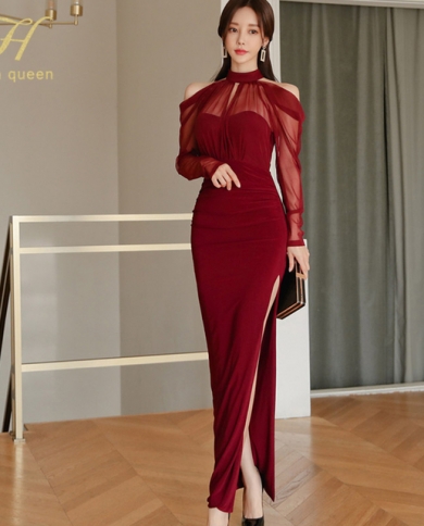 Long Dresses Women Vintage Long Sleeve 
