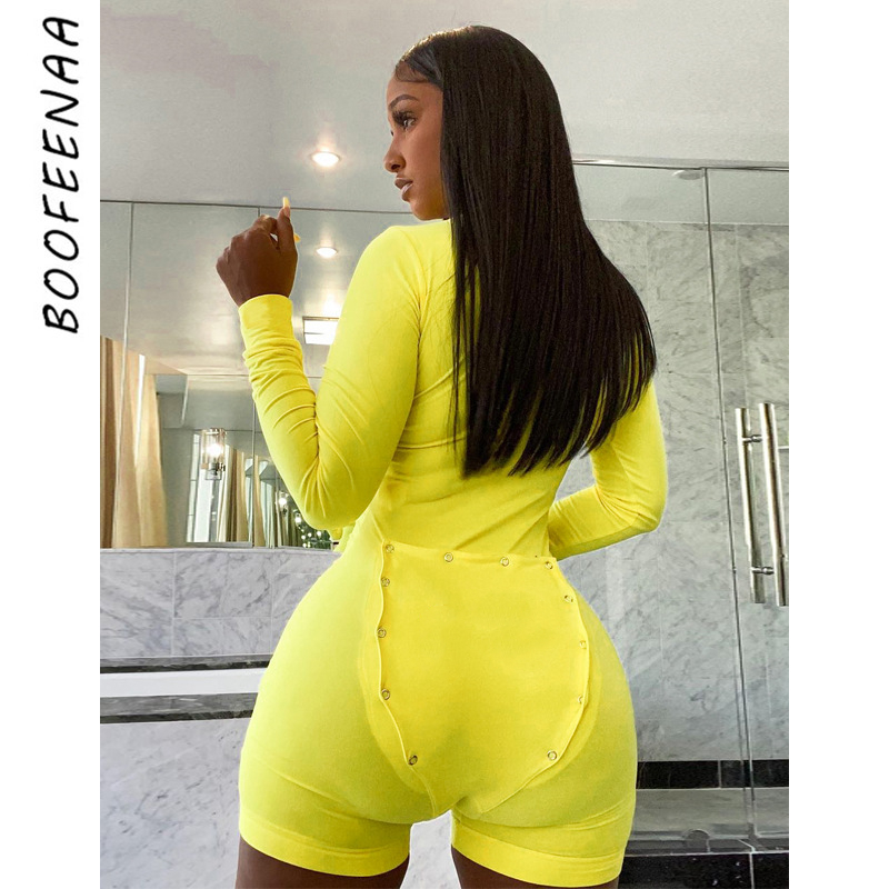 Boofeenaa Solid Butt Flap Onesies For Adults Women Bodycon