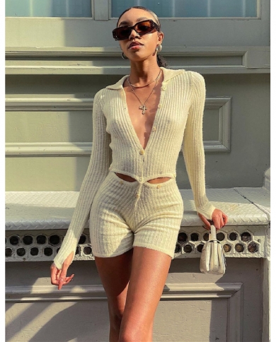 Boofeenaa One Long Sleeve Bodycon Jumpsuit Women Winter Clubwear