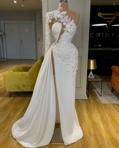 Arabic Dubai Lace White Prom Dresses 