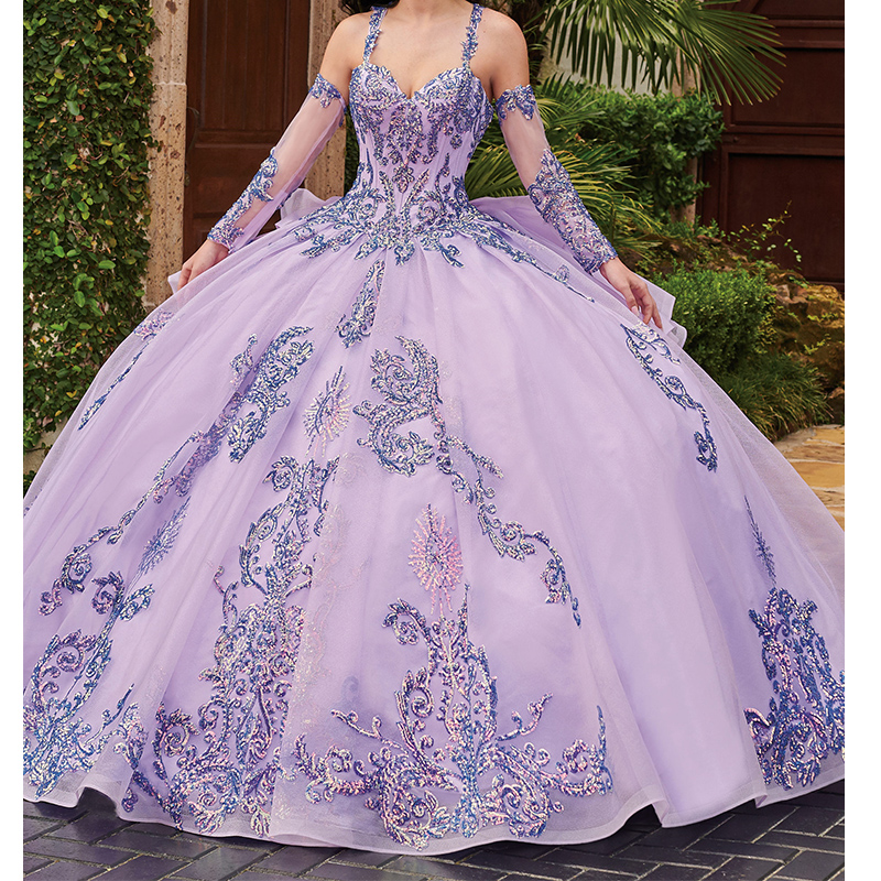 Ball Gown Lace Quinceanera Dresses for Women 2020 Sweetheart Long Sleeves  Prom Dress Appliqued Beaded Party Gowns, Cyan, 2 : : Clothing,  Shoes & Accessories