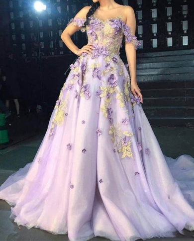 Prom dress with top flower applique