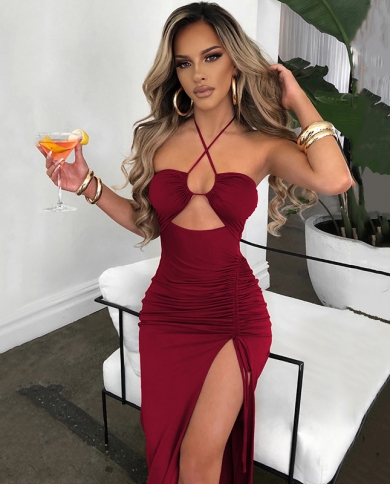 Women Cross Halter Backless Dress 