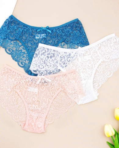 3Pcs/Set Seamless Underwear Silk Women's Solid Color Panties Lady