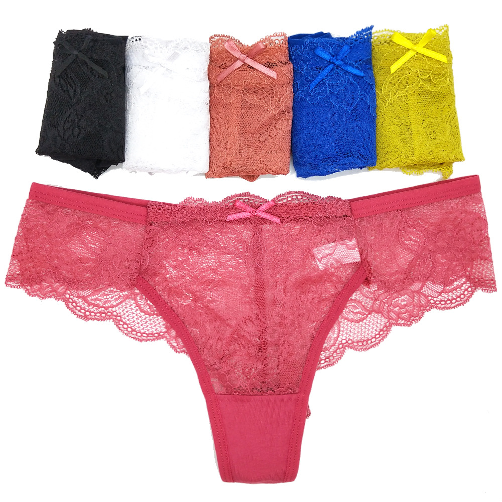 6pcslots Women Underwear G String Lingerie Lace Tanga Seamless Transparent  Panties Hollow Out Tangas Multicolor T Back size L Color MULTI