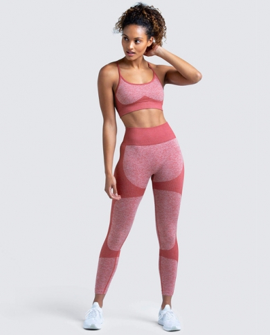 Pink seamless women's sports outfit for fitness - Peach Pump