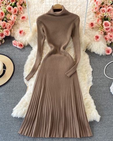 Elegant Womens Pleated Knitted Dress 