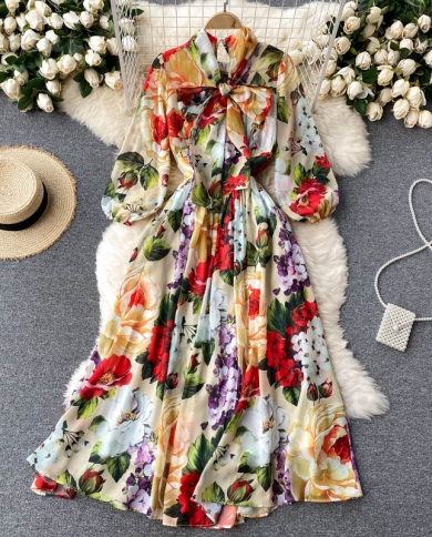Long Sleeve Bowknot Mixi Dress Robe 