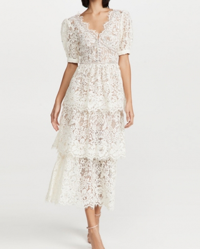 Vgh Elegant Patchwork Lace Dress For 