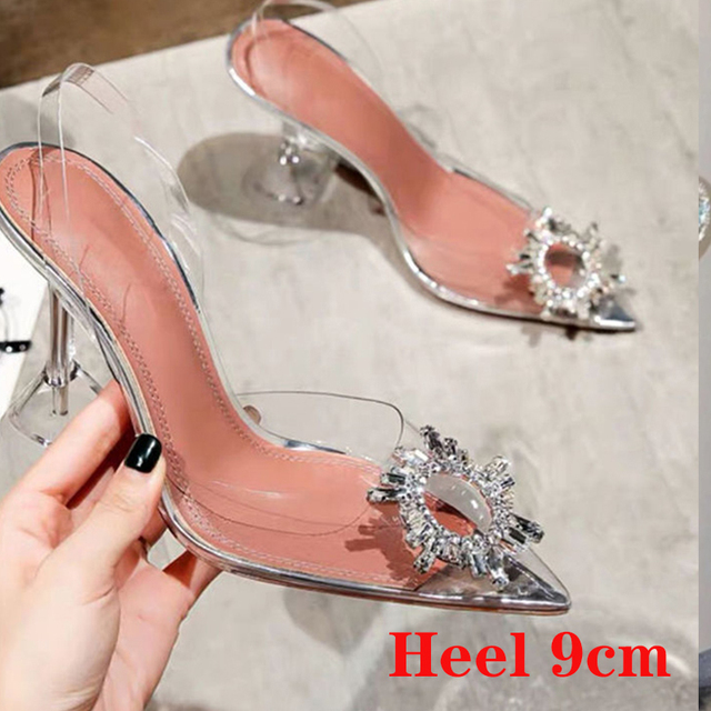 Glass clear outlet heels