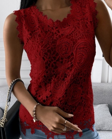 Summer Solid Lace Blouses For Women 