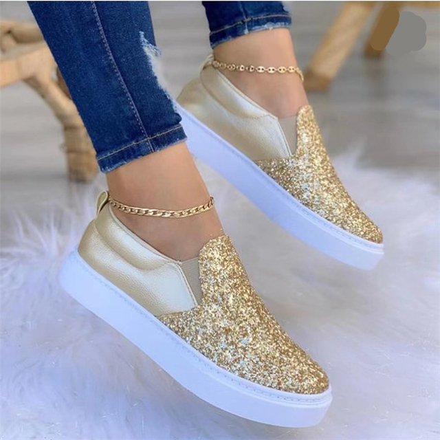 Vulcanized Shoes Women Casual Shoes Women Glitter Sneakers Bling