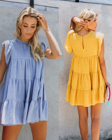 Women Casual Boho Ruffles Loose Summer 