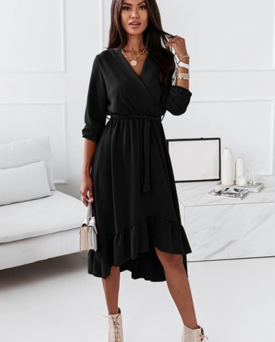 Long Sleeve Green Midi Dress Women 