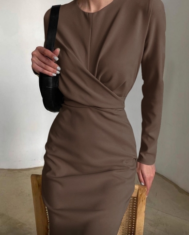 Ruched Long Sleeve Dresses For Women 