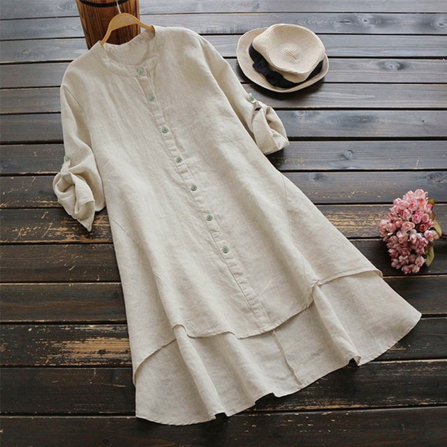 5xl Plus Size Women Linen Tunic Blouses 