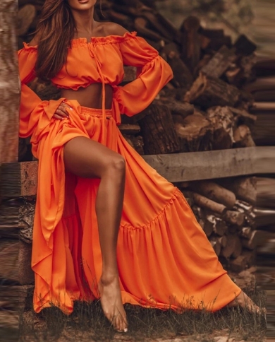 Women Summer Two Piece Set Off Shoulder 