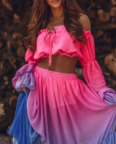 Women Summer Two Piece Set Off Shoulder 