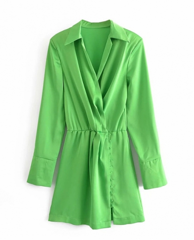 Long Sleeve Mini Wrap Dress Fashion 