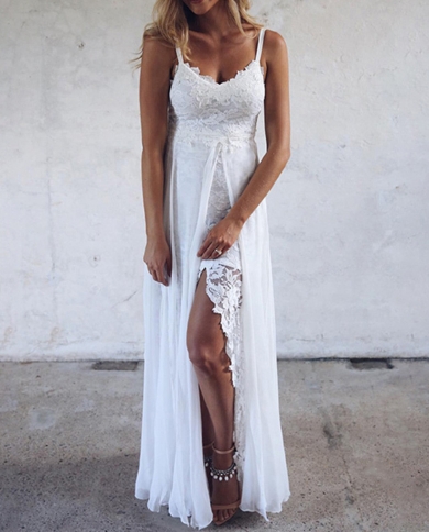 Women Summer White Dress Sleeveless V 
