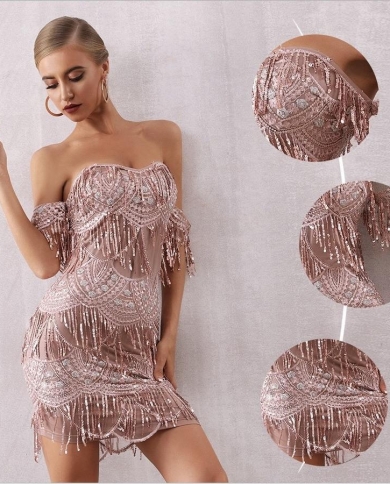 Short Sleeve Tassel Dress Women Latin 