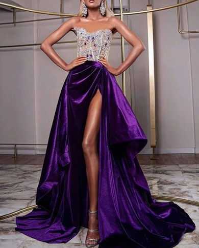 Off Shoulder Sleeveless Backless Sequin 