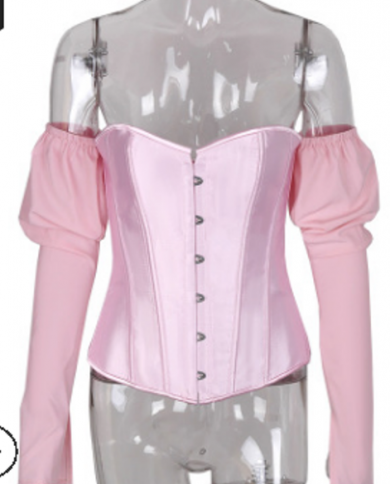 Hirigin Women Body Shaper Tummy Control Waist Long Sleeve Blouse Shirt  Ladies Off Shoulder Autumn Casual Tops Blouses size M Color Pink