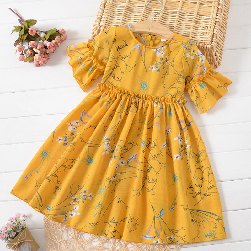 Girls Chiffon Dress Summer New Clothing Ruffle Party Princess