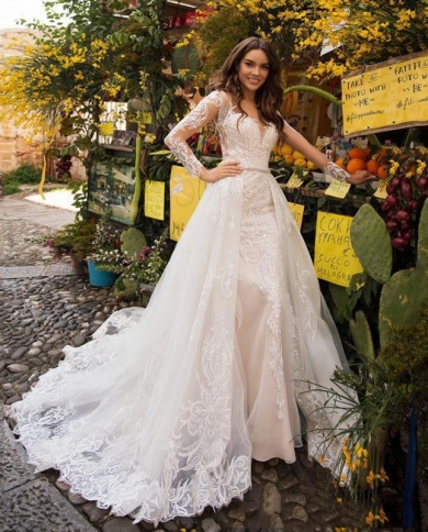 Mermaid Wedding Dress Long Sleeves O 