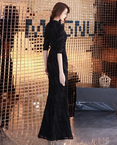 Weiyin New Black Half Sleeves Mermaid 