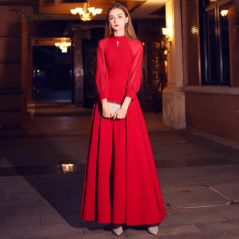 Weiyin Red Elegant A Line Evening Dress 