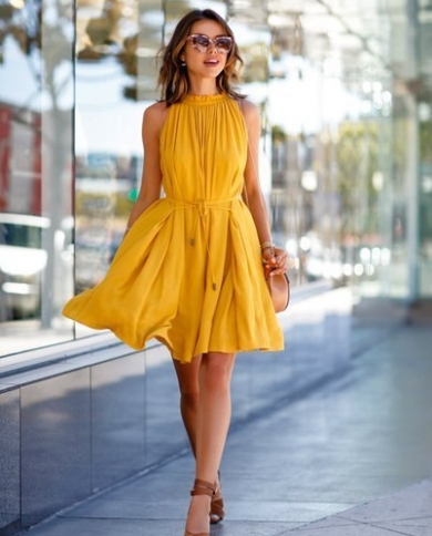 Женские летние желтые платья