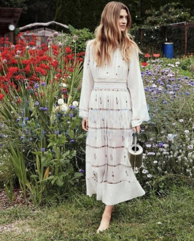 2022 Boho Long White Dress New Retro 