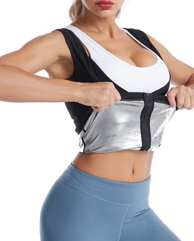 Women Girdle Sauna Shaper Vest Waist Trainer Body Shaper Sweat Shapewear  Slimming Vest Corset Gym Fitness Workout Zipper Color Silver size S M