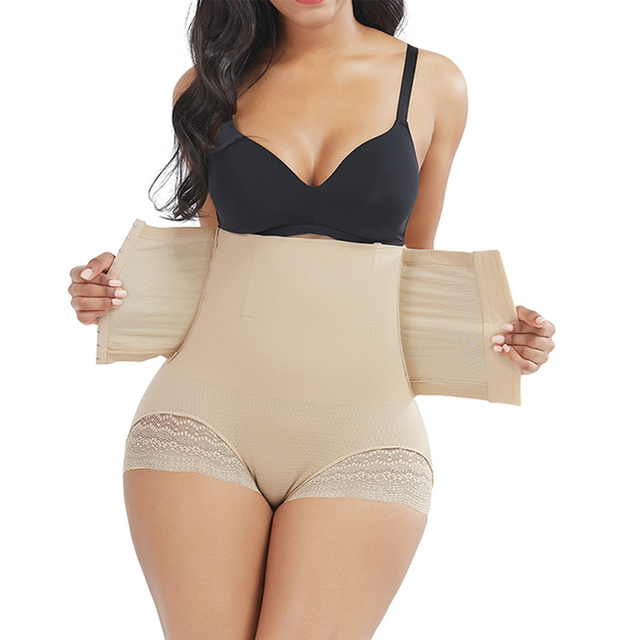 Waist Body Shapewear Panties Lace Hip Lift Pants Shapers Body Shaper With  Breasted Double Control Panties Women Waist Tr Color Beige size XS S