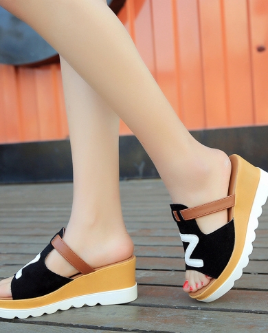 Summer Slip On Women Wedges Sandals Platform Hip Hop Rock Fashion Open Toe Ladies Casual Shoes Comfortable Promotion