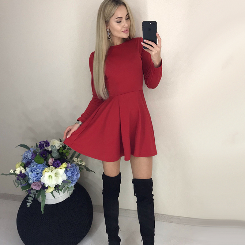 Long Sleeve A Line Party Dress Ladies 